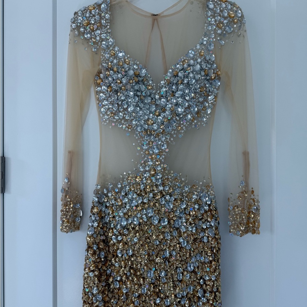 Elegant Gold and Silver Embellished Dress